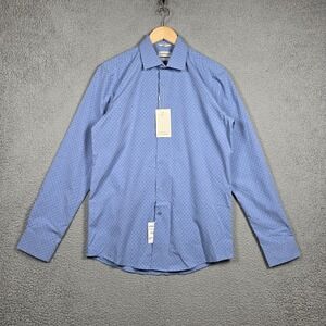 Lucky Brand Shirt Mens Size LT Light Blue/Navy Slim Fit 4 Way Stretch Argyle NEW
